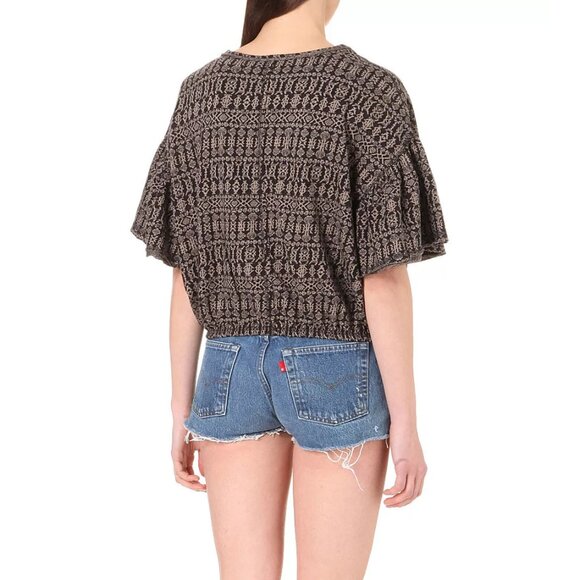 Free People Full Bloom Peasant Top Pullover in Black Flutter Boho Cotton L $98 - Picture 3 of 16